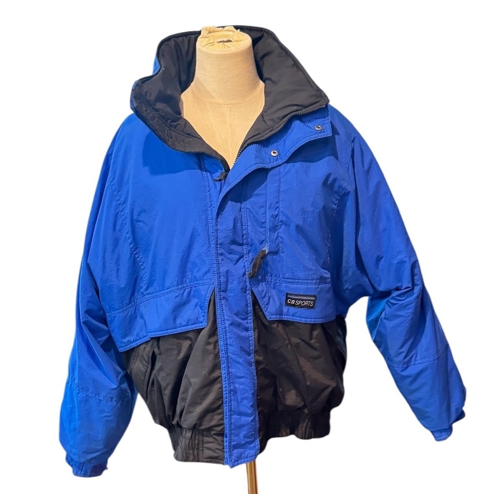 CB Sports Mens XL Vintage‎ Blue Black Colorblock Insulated Ski Jacket Puffer